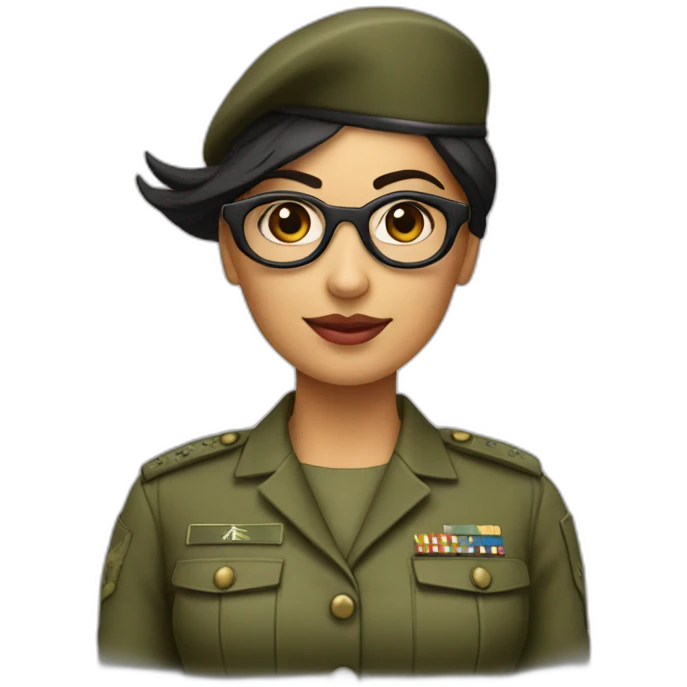 Mujer morena con gafas militar emoji