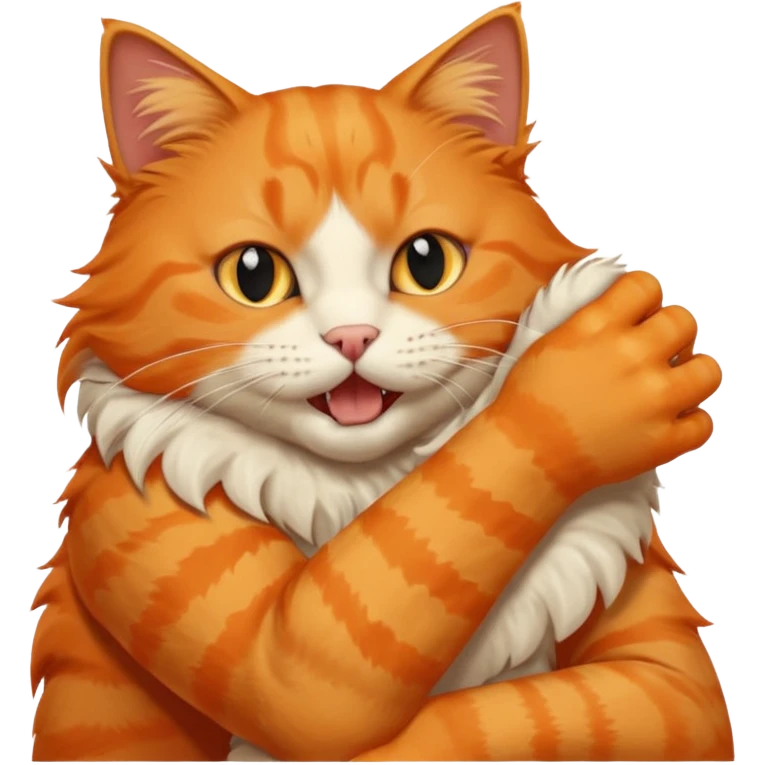 Orange cat biting arm emoji