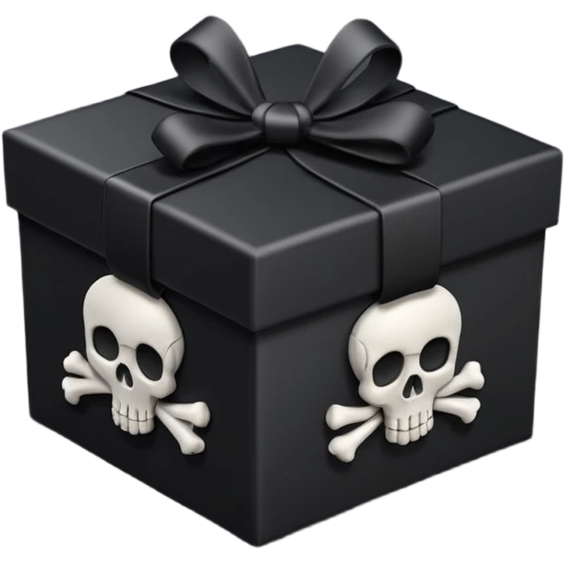 black gift box with skulls emoji