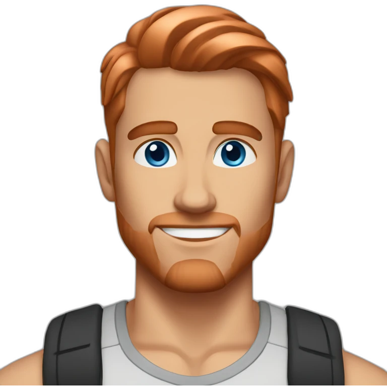 fitness man blue eyes slick copper hair emoji