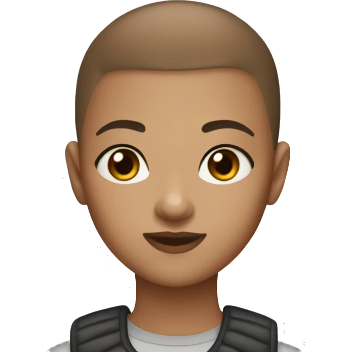 blue eyes brown buzz cut light skin girl emoji