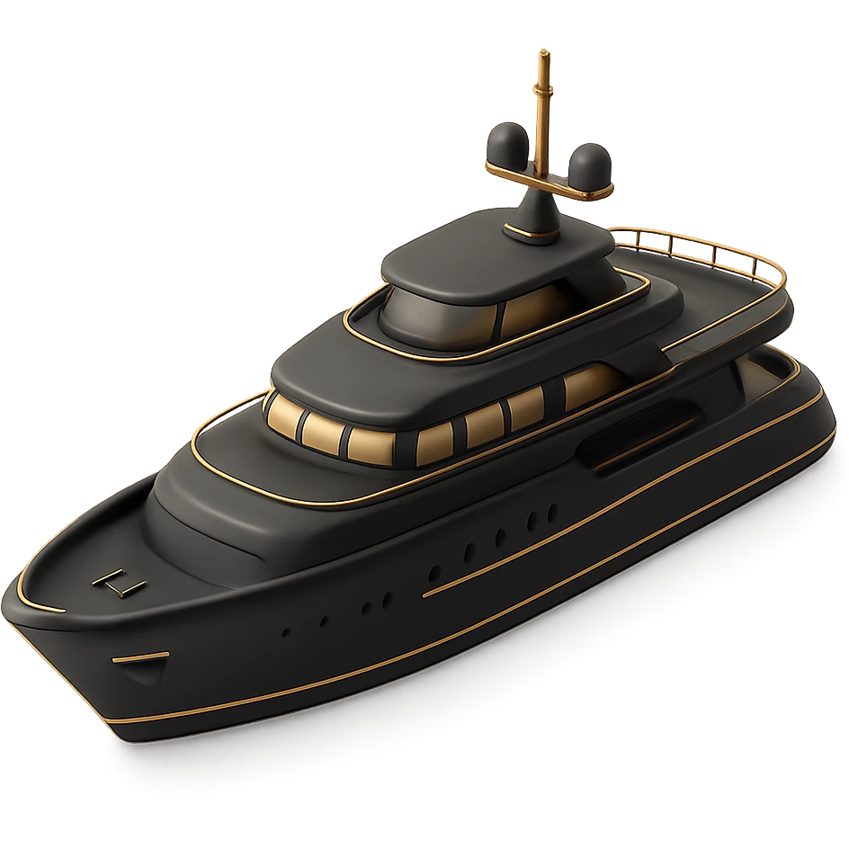 a yacht in 3D black style emoji
