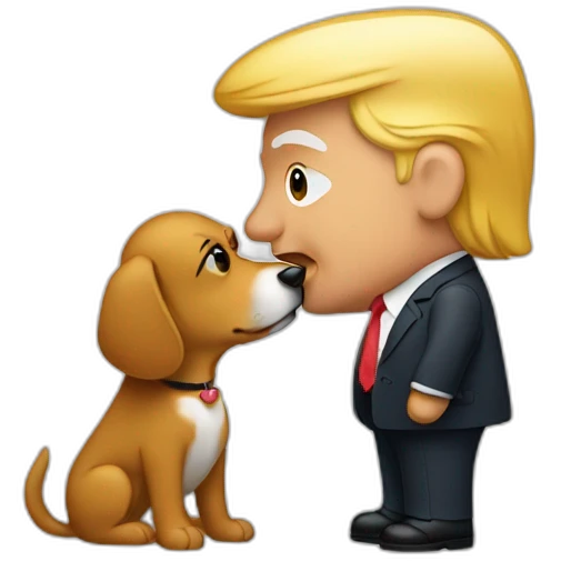 trump kissing a dog emoji