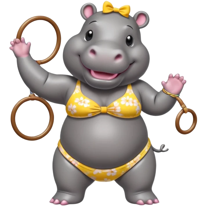 Hula hooping Hippo in a bathing suit  emoji