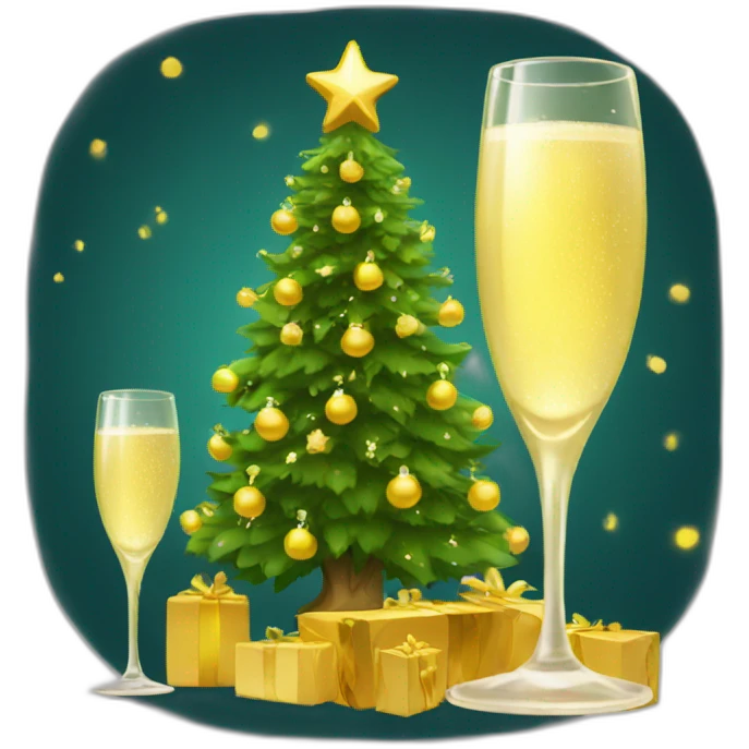 new year tree and champagne emoji