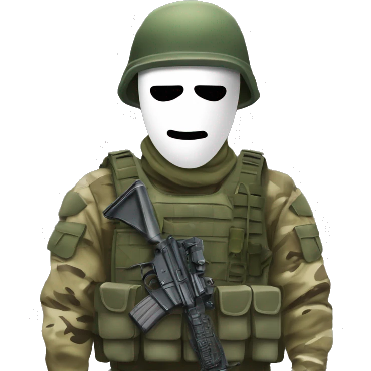 soldado com mascara de ghost com fones tatico militar  emoji