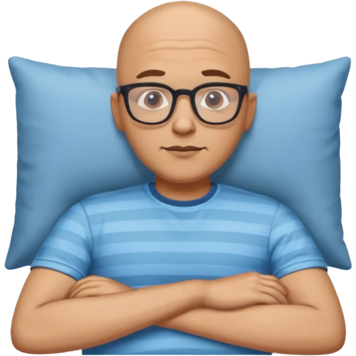 nap time laying down bald man with glasses with z emoji add shirt emoji