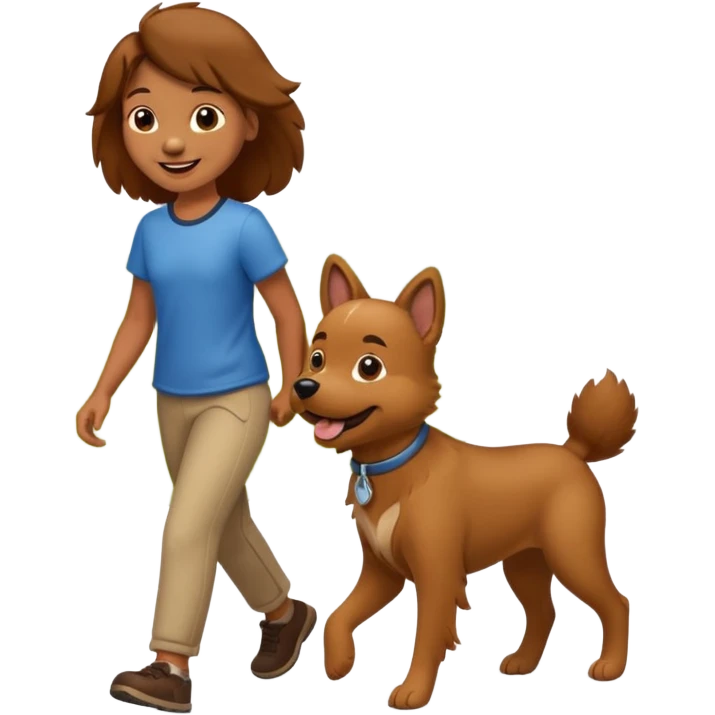 Dog walking a human emoji