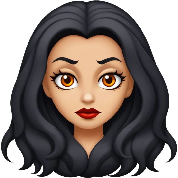 Faça uma vampira, do gênero feminino, cabelos longos preto, mas não tanto, olhos castanhos escuros marcantes, e uma mordida no rosto ou pescoço  emoji