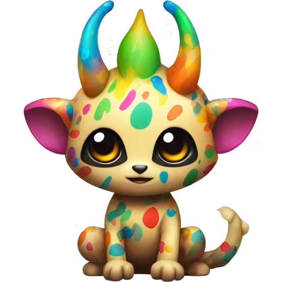 an edgy cute kawaii vernid-fionbri with colorful splash patterns full body emoji