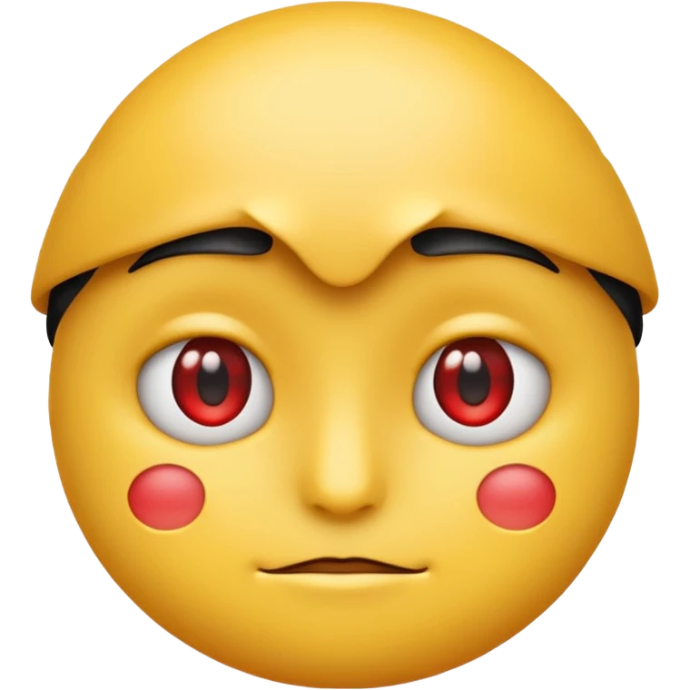 crate a yello emoji crossing its arms with red eyes looking to the side and stright lips emoji