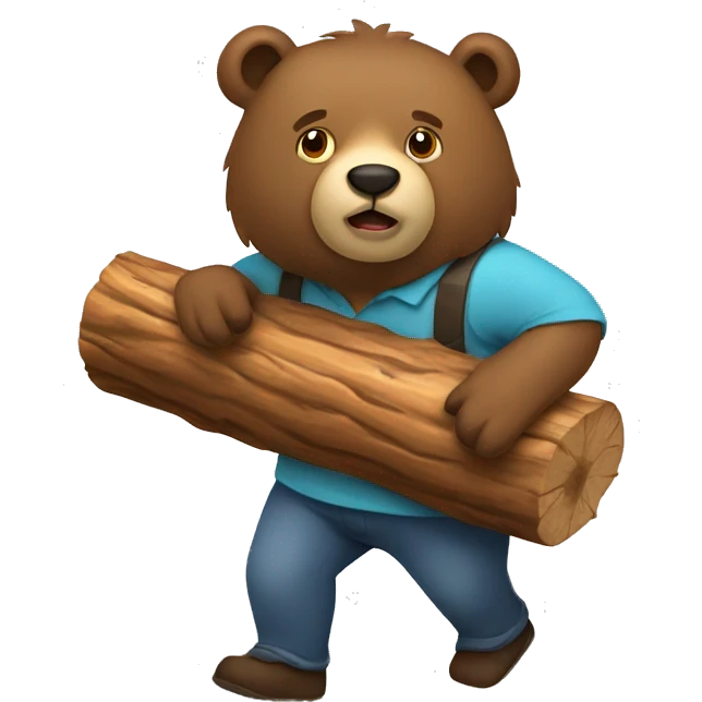 bear (animal) carrying log on shoulder emoji