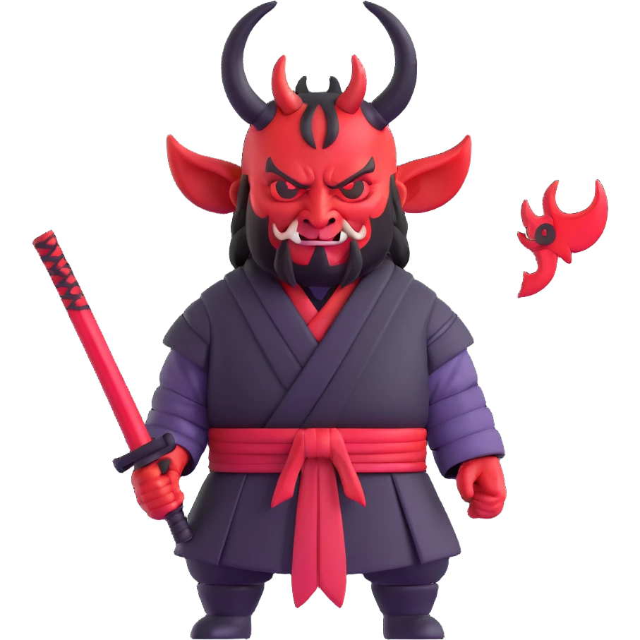 Devil samurai with prominent red horns emoji
