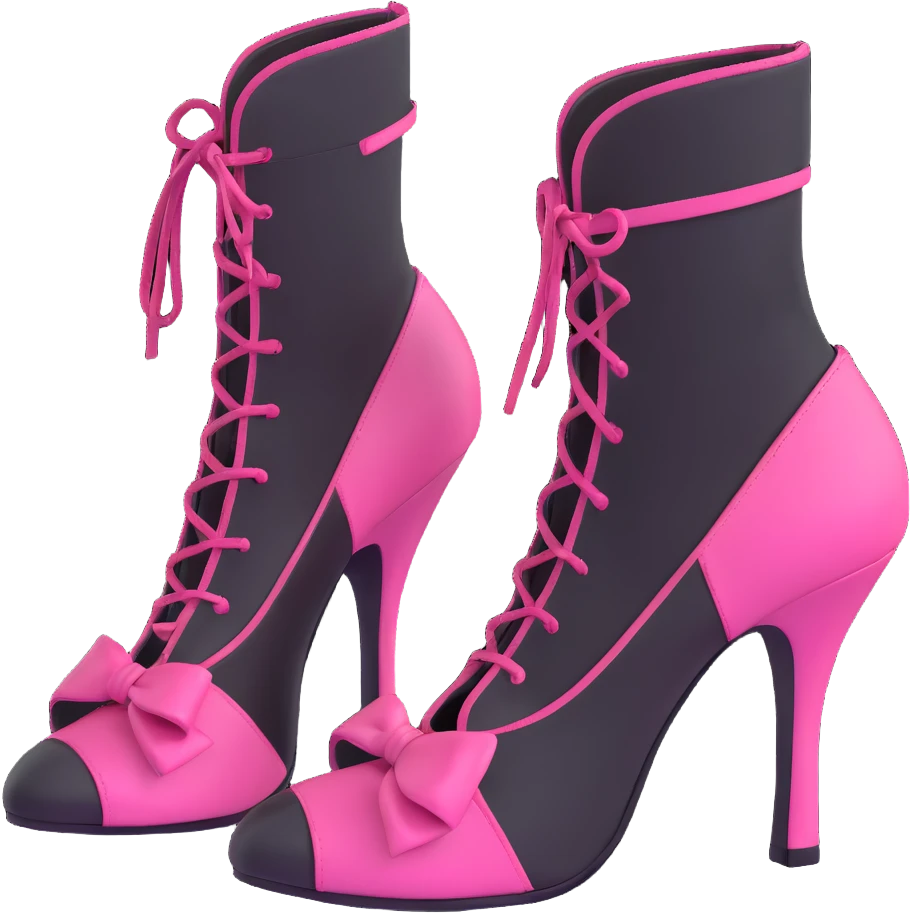 BLACKPINK-inspired gothic shoes, no hearts, black and pink, cute and emoji
