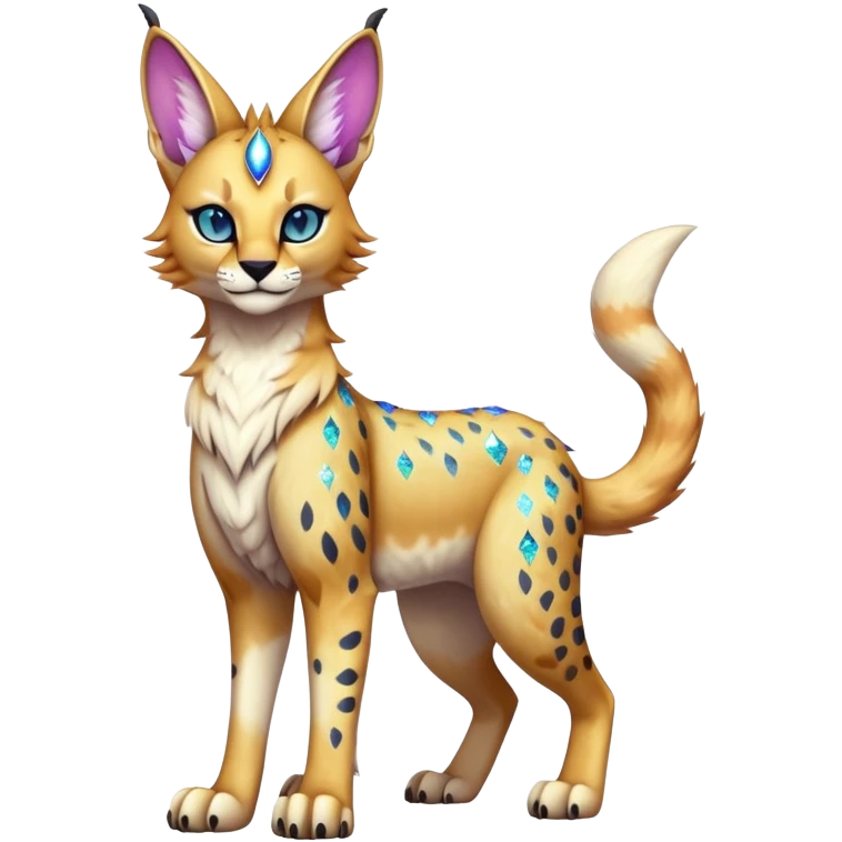 Cute Kawaii Cool Edgy Epic Ethereal Sparkly Colorful Sergal-Serval-Caracal-Vernid full body emoji
