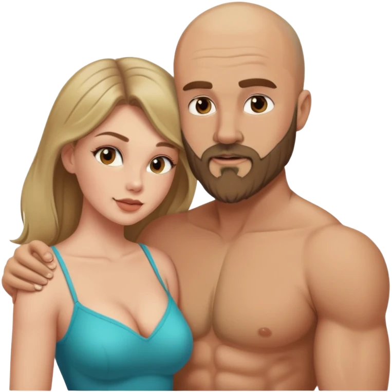 Beautiful dark blonde seducing her muscular bald beard husband emoji
