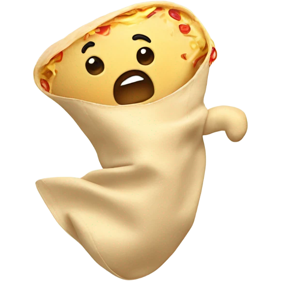 A dancing burrito covered in queso emoji