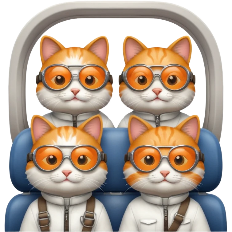 4 happy cats on an airplane emoji