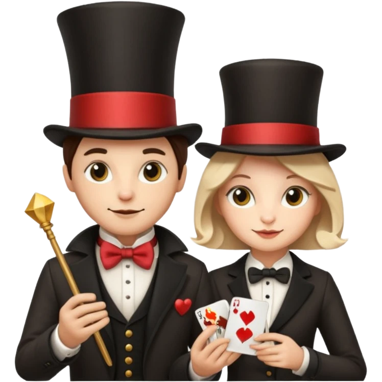 magician couple and their pet cat emoji