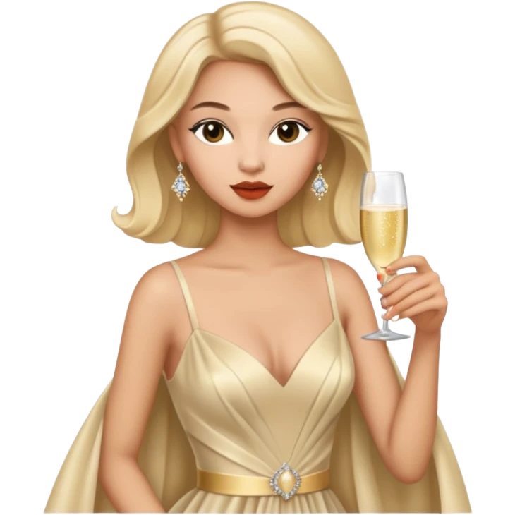 hyper realistic high fashion model drinking champagne emoji
