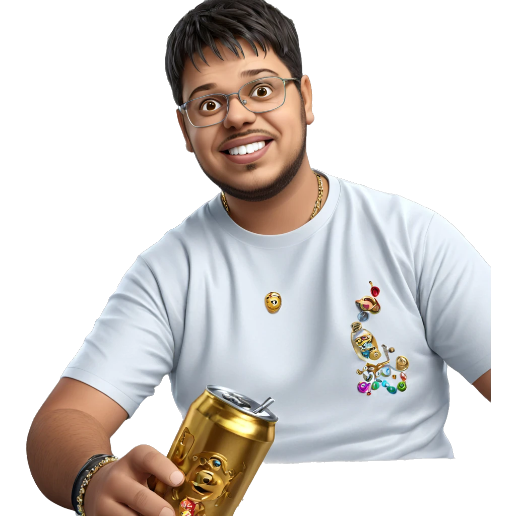 man holding soda and jewelry emoji
