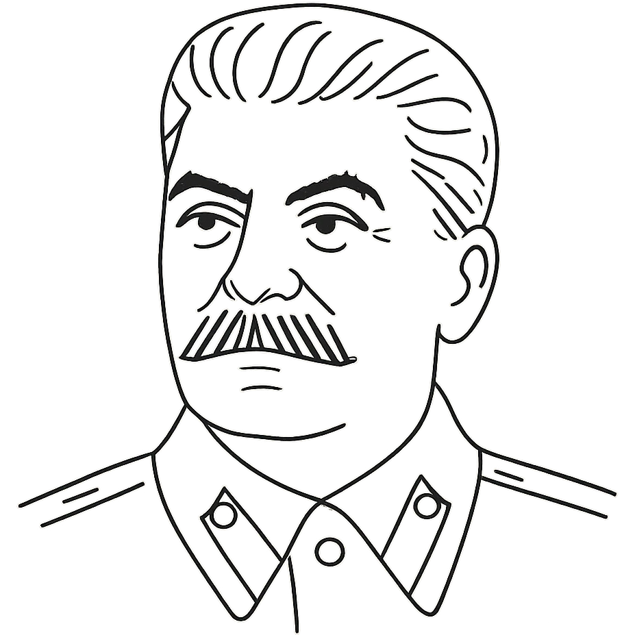 hand-drawn outlined portrait of Stalin emoji