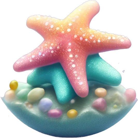 Kawaii rainbow pastel bedazzled sea star in an under the sea snow globe  emoji