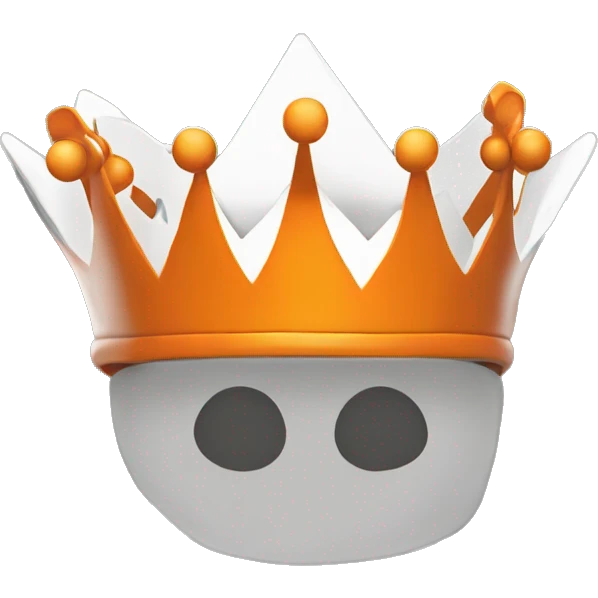 A crown, orange on the upside and white on the downside, in addition to a word seeker alliance emoji
