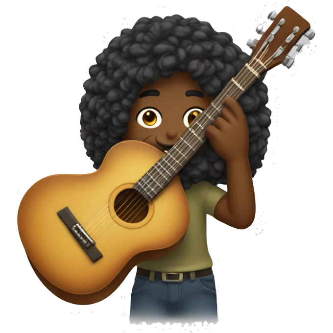 um senhor gaúcho de cabelos pretos, pele da america do sul com seu violão  emoji