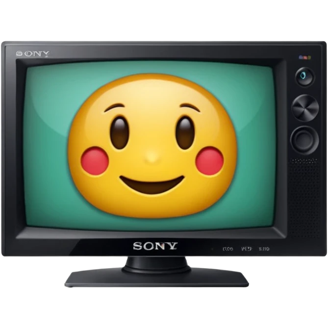 старый черный телевизор Sony с ярко зеленым пиксельным экраном  emoji