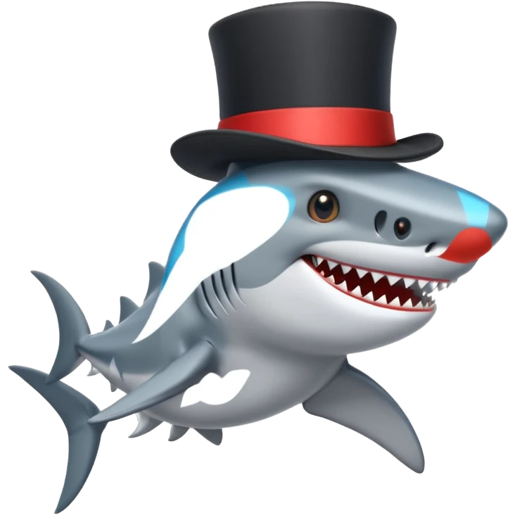 Shark with a top hat emoji