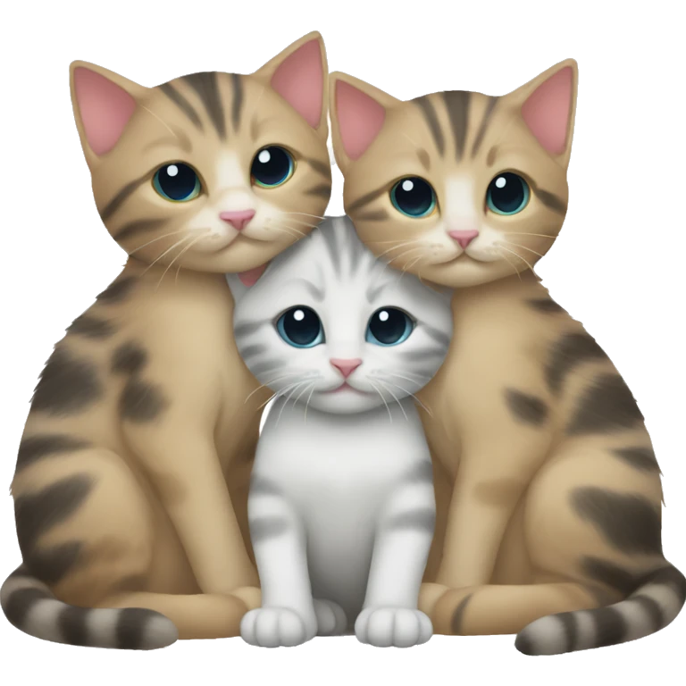 Three kittens hugging emoji