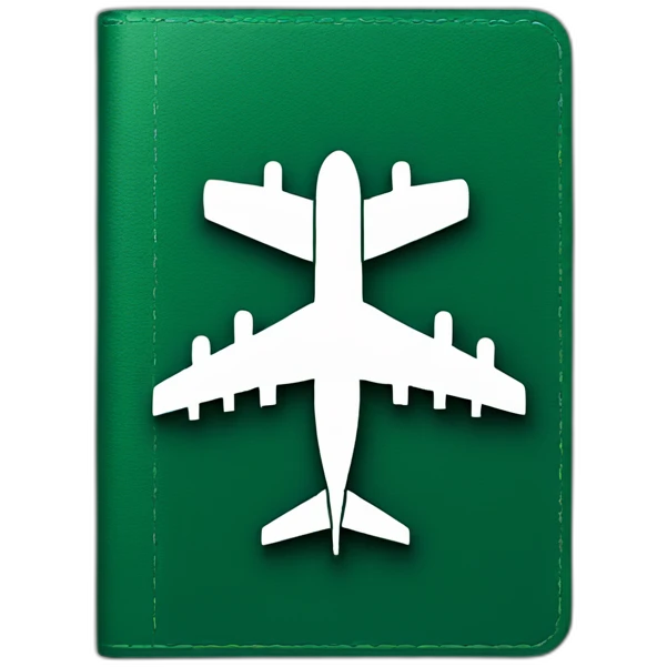 dark green passport with plane emoji