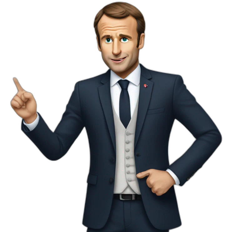 Macron boit du vinn emoji