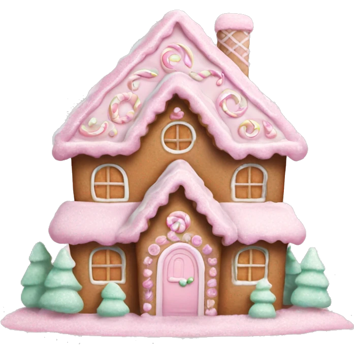 pastel pink gingerbread house emoji