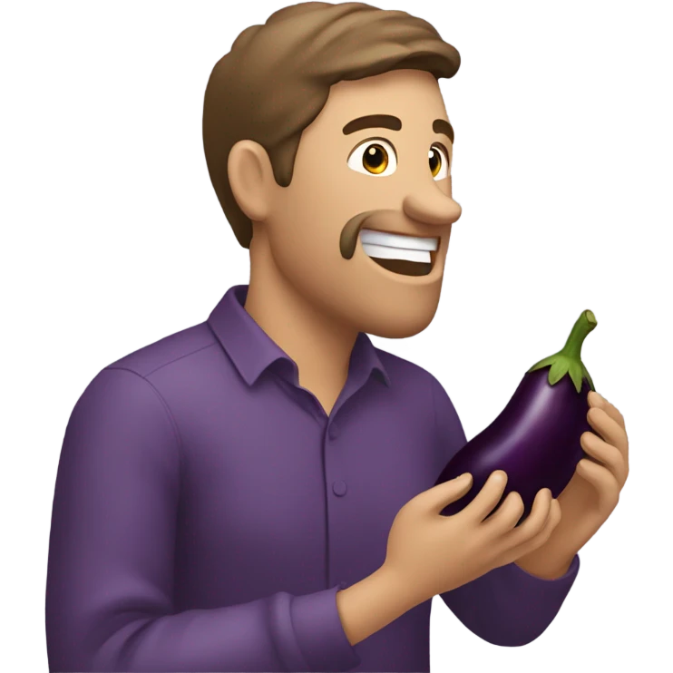 Man eating an eggplant  emoji