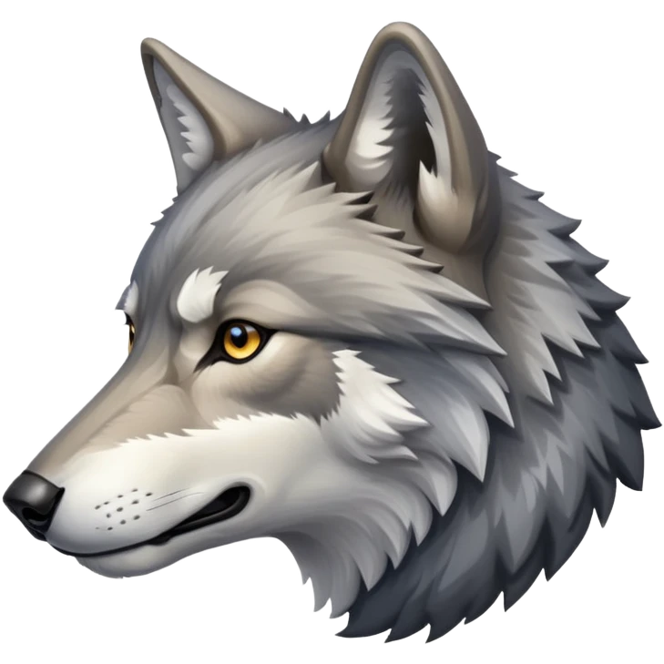gray wolf head profile view, side view emoji