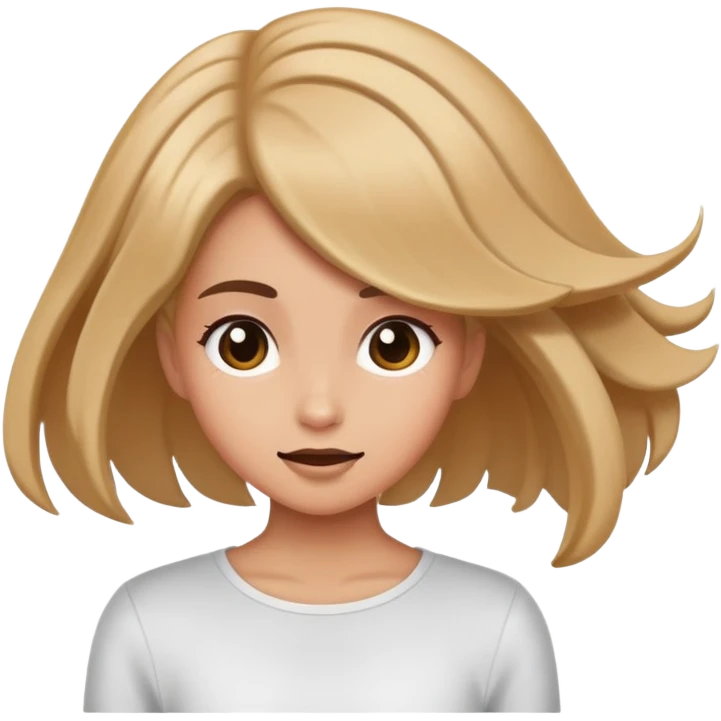 Girl doing a hairflip emoji