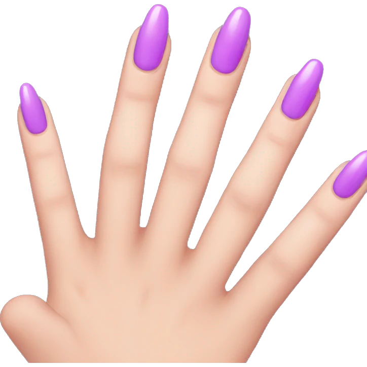pink nails, 5 fingers purple skin emoji