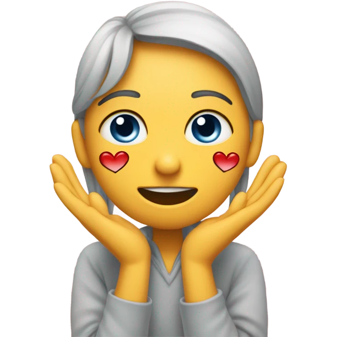 Cara casi llorando haciendo un corazón  emoji