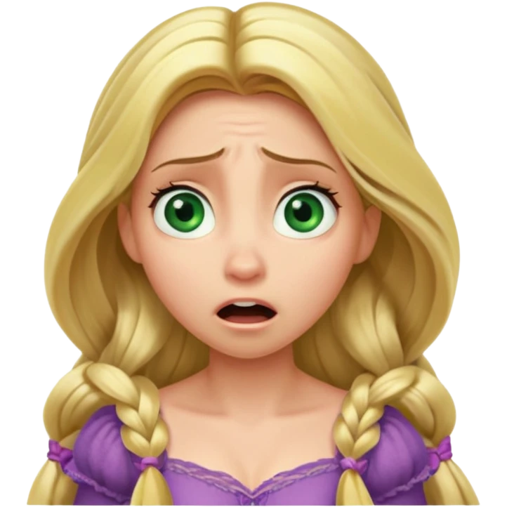 tangled disney rapunzel fair skin green eyes blonde hair horrified emoji