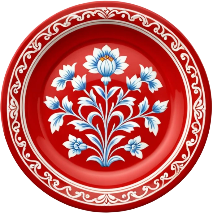 antique porcelain red plate  emoji