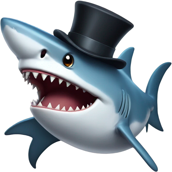 Shark with a top hat emoji