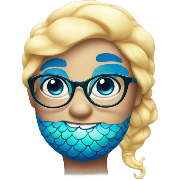 little cute mermaid with blue eyes and spectacles emoji