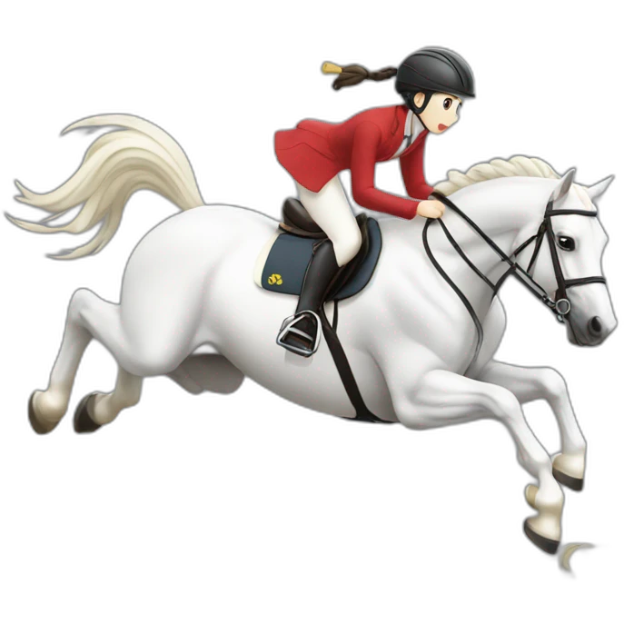 white-hourse-with-olympics-jumping-compelition-rider—japanese-girl emoji