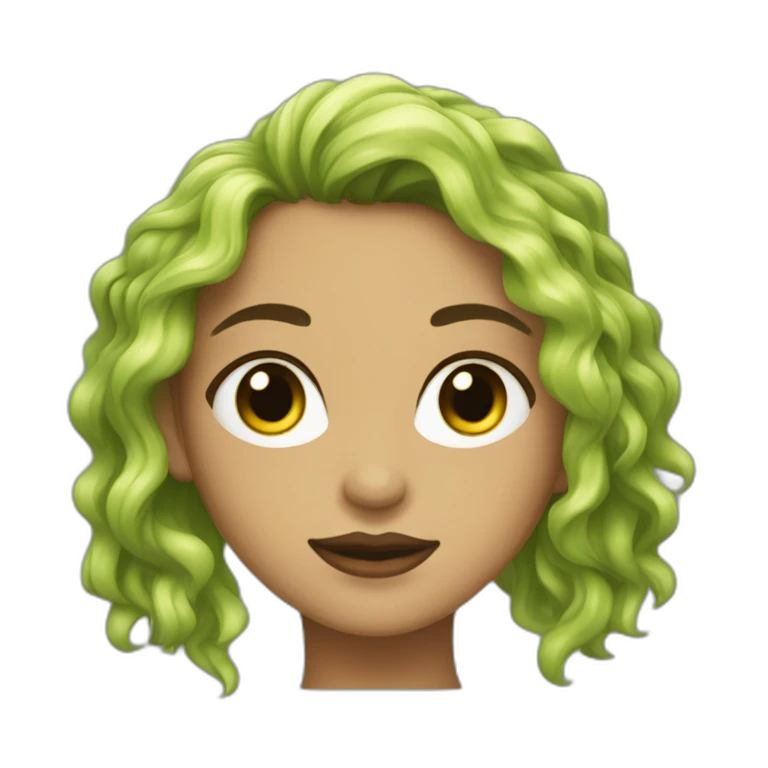 Chica árabe con ojos verdes y pelo ondulado negro emoji