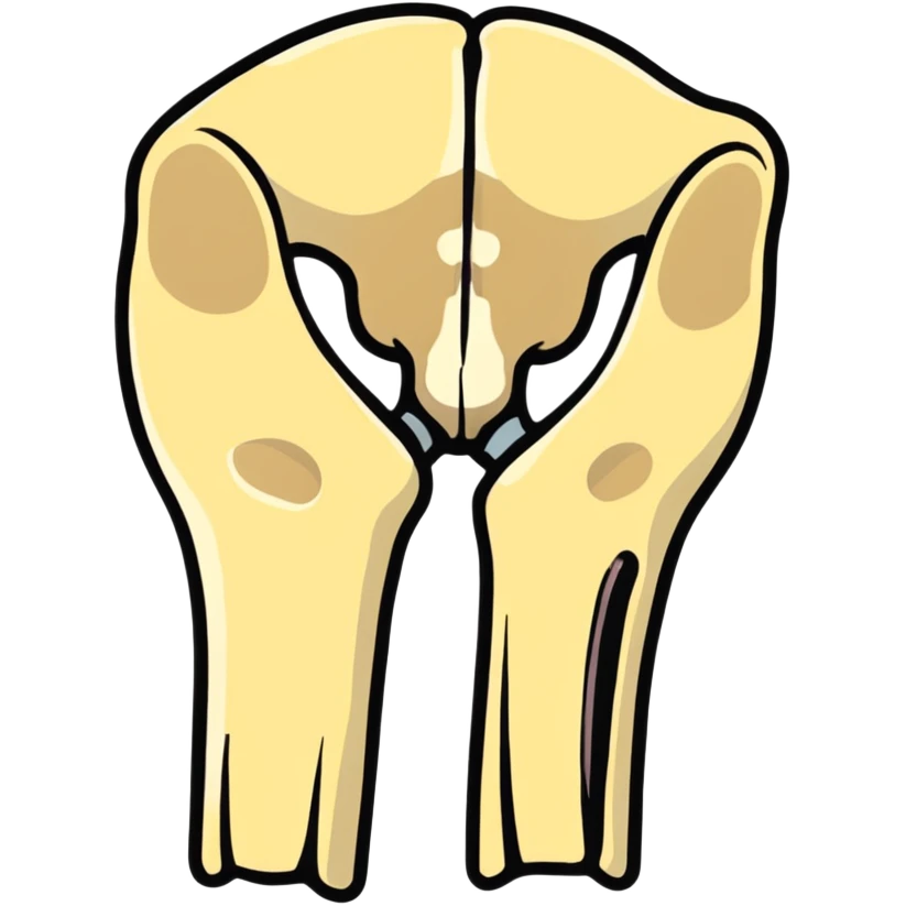 patella bone isolated, kneecap bone anatomical emoji