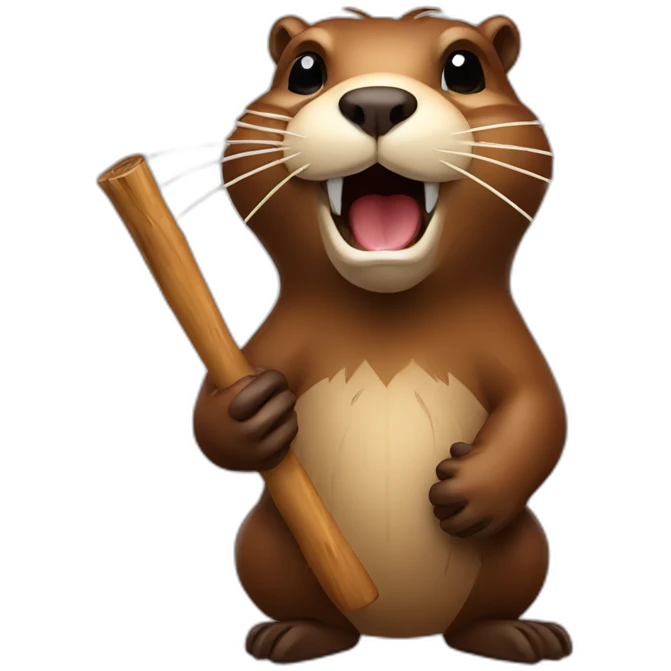 beaver with a stick in his mouth emoji