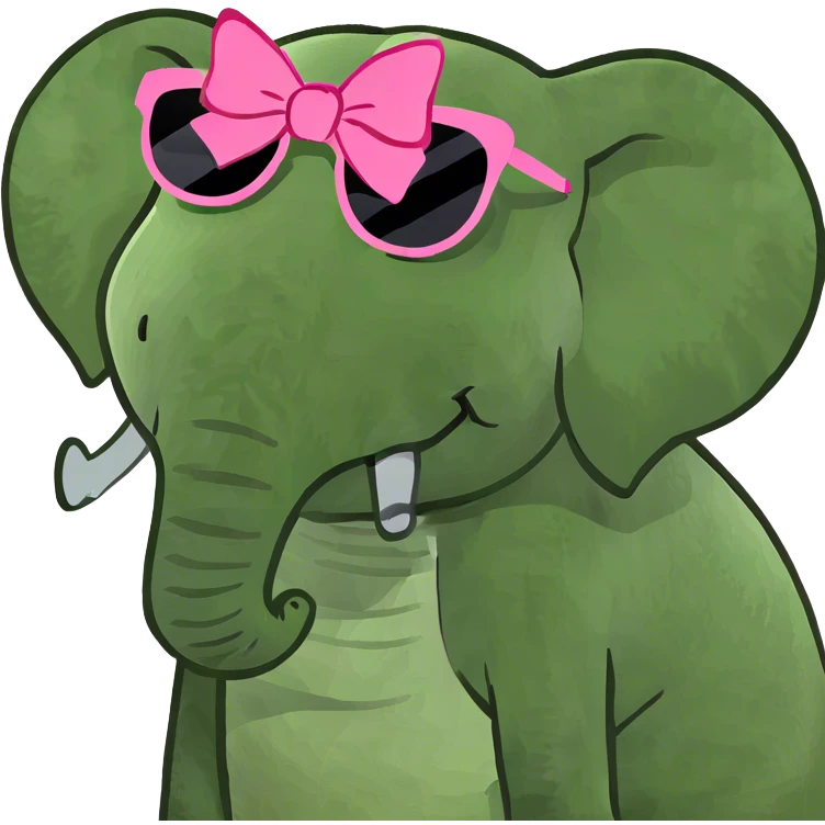 Pink furry elephant which is small and has two shades of pink emoji