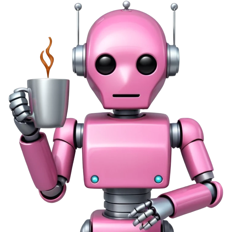 pink robot drink coffe emoji
